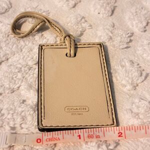 Vintage Coach Cream Large Leather Bag Charm Luggage Tag